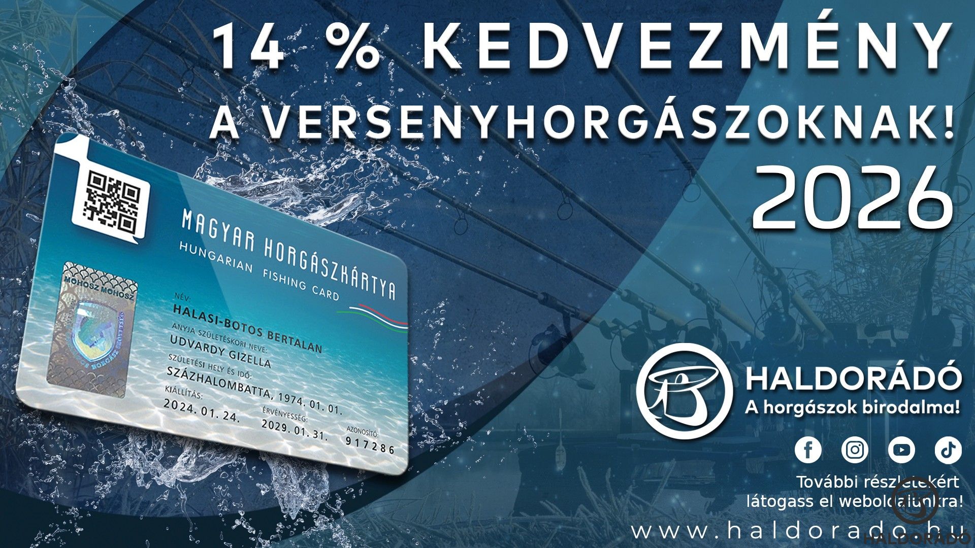 14% kedvezmény a versenyhorgászoknak 2026
