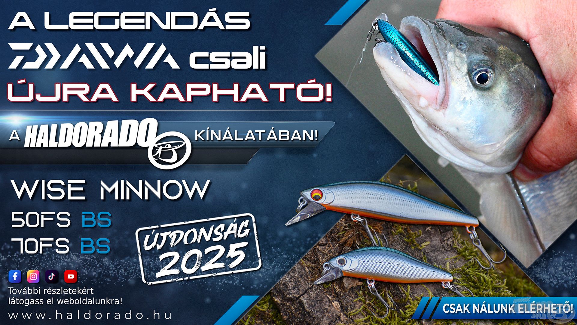 Az utóbbi évek (egyik) legjobb, legfogósabb és legkeresettebb, legendás hírnevet szerző műcsalija, a Daiwa Wise Minnow Blue Smelt wobbler újra elérhető, kizárólag a Haldorádó kínálatában!