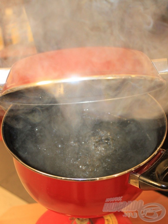 A főzött bojliknál ezért szükség van egy edényre és egy főzőalkalmatosságra. Töltsétek fel vízzel az edény és tegyétek oda a vizet forrni.