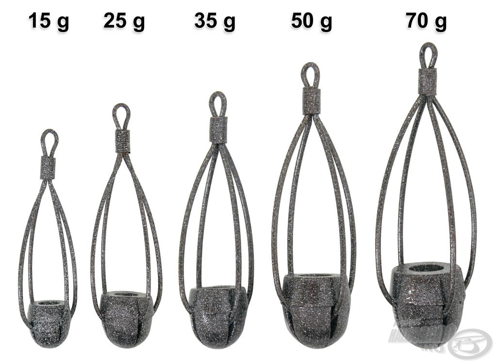 A kisebb (15, 25, 35 g) méretek az álló-, míg a nagyobbak (50, 70 g) a folyóvízi horgászathoz készültek