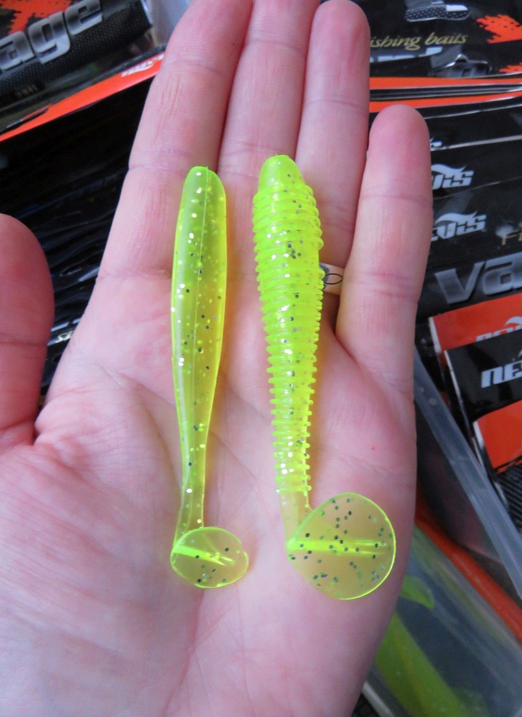 Bal oldalon a 10 cm-es Nevis Shad, mellette pedig a 9,5 cm-es Nevis Swinger