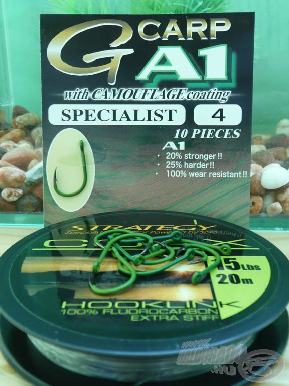 A Gamakatsu G-Carp Specialist A1 - with Camouflage Green erős, masszív, kemény füles horog