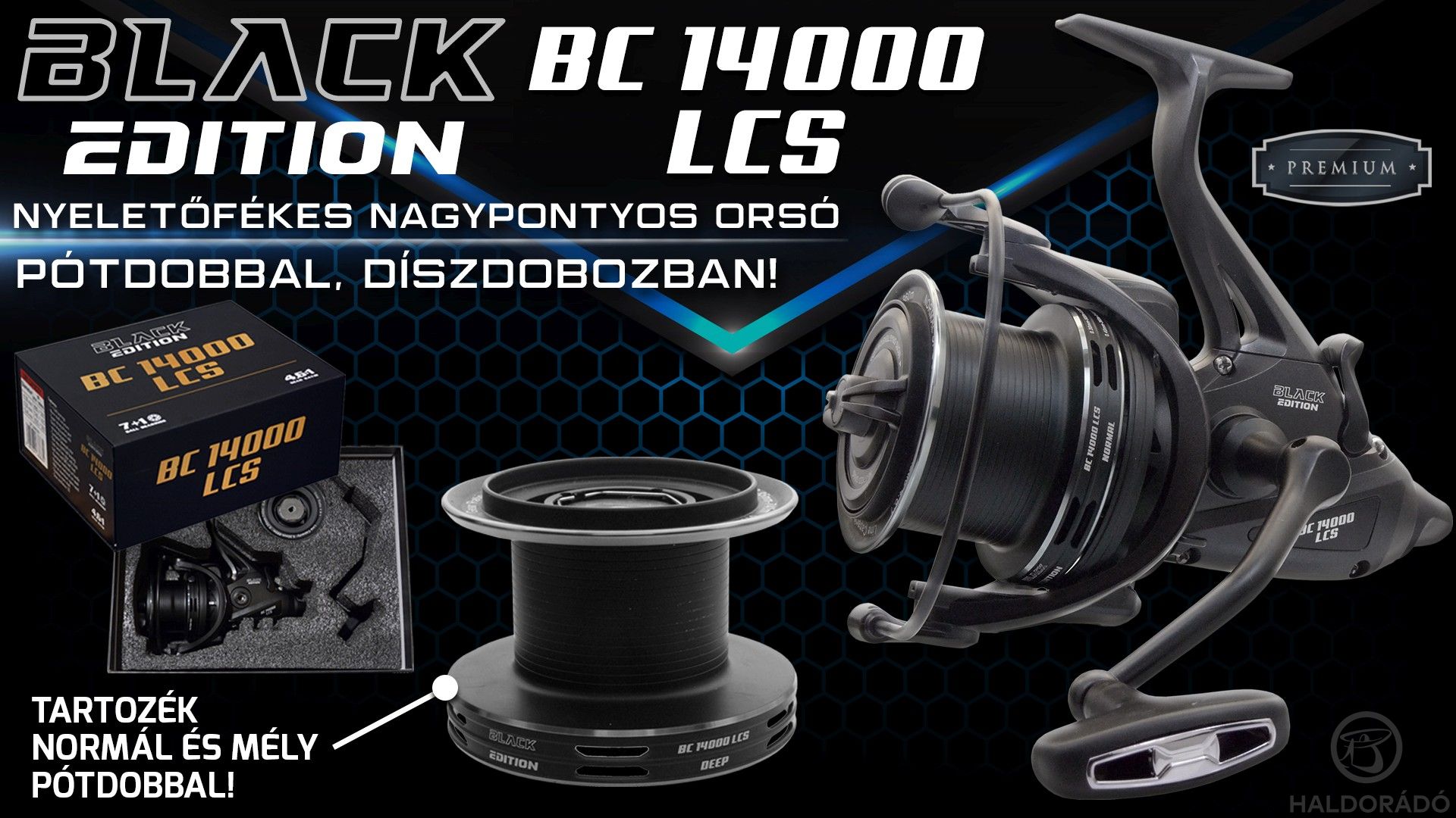 Megérkezett a BLACK EDITION BC 14000 LCS nagypontyos nyeletőfékes orsó!
