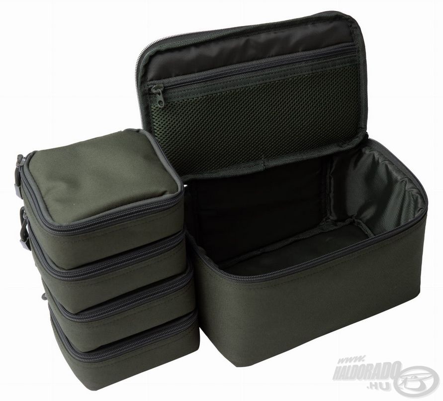Zöld színű, praktikus táska, amely kiváló lehet aprócikkek, ólmok rendezett tárolására, szállítására