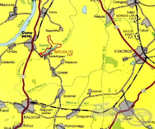 A Szelidi-tó megközelíthetősége az 51-es főút felől.