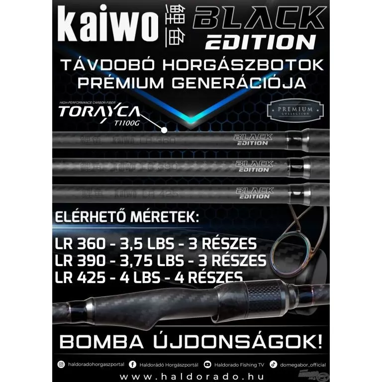 BLACK EDITION Kaiwo LR 390 3,75 Lbs távdobó horgászbot 180 méterig / 1