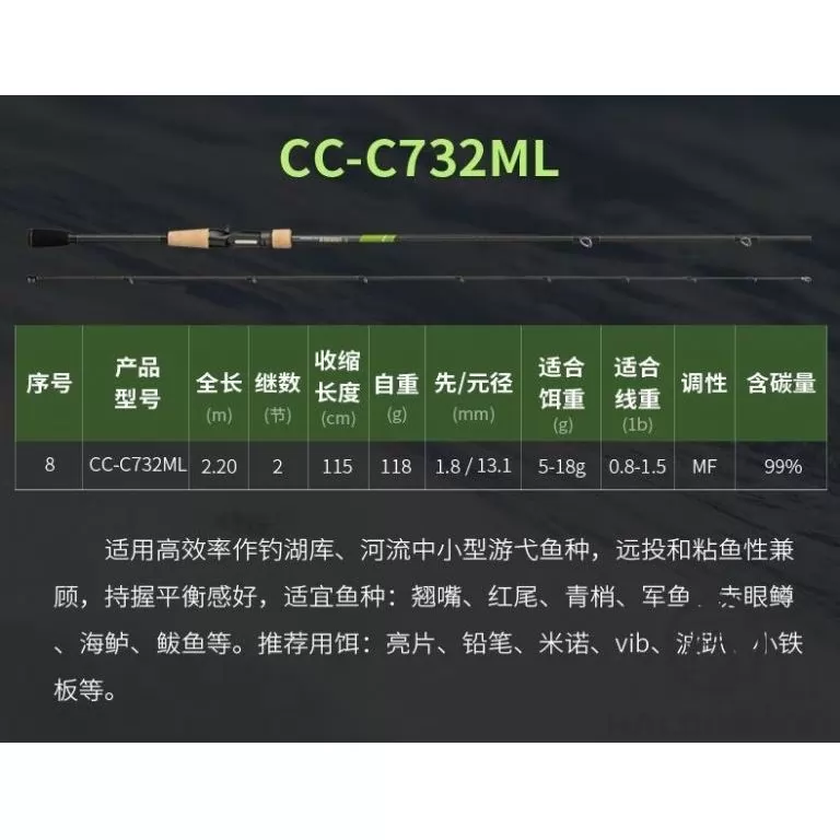 ECOODA Protolure Cyatheaceae 208MH Casting horgászbot / 16