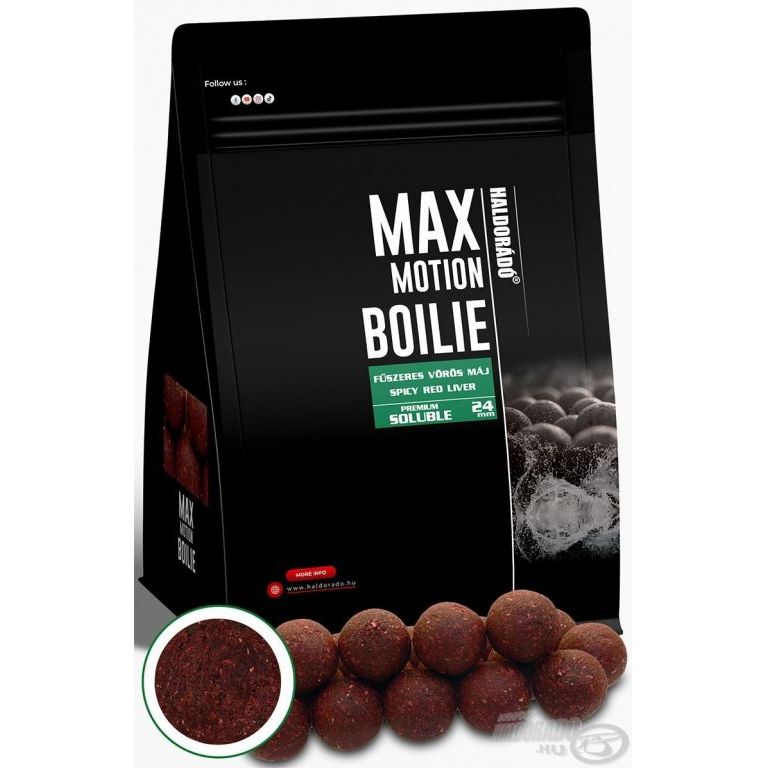 HALDORÁDÓ MAX MOTION Boilie Premium Soluble 24 mm - Fűszeres Vörös Máj