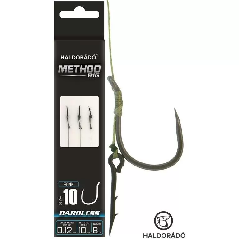 HALDORÁDÓ Method Rig 3 Braid 10 mm / Rank 10 Barbless szakáll nélküli horoggal / 1