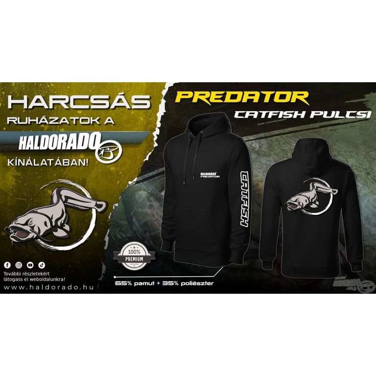 HALDORÁDÓ Predator Catfish Kapucnis belebújós pulóver L