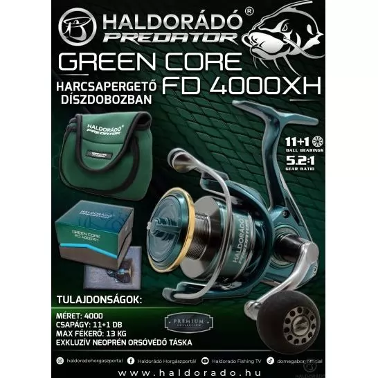 HALDORÁDÓ Predator Green Core FD 4000XH harcsapergető orsó díszdobozban termék kép