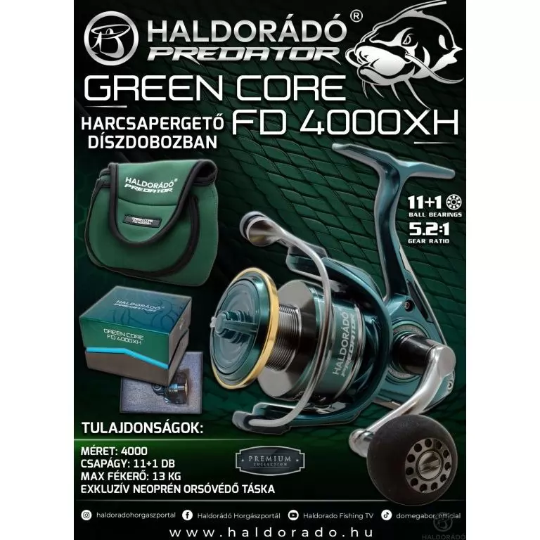 HALDORÁDÓ Predator Green Core FD 4000XH harcsapergető orsó díszdobozban / 1
