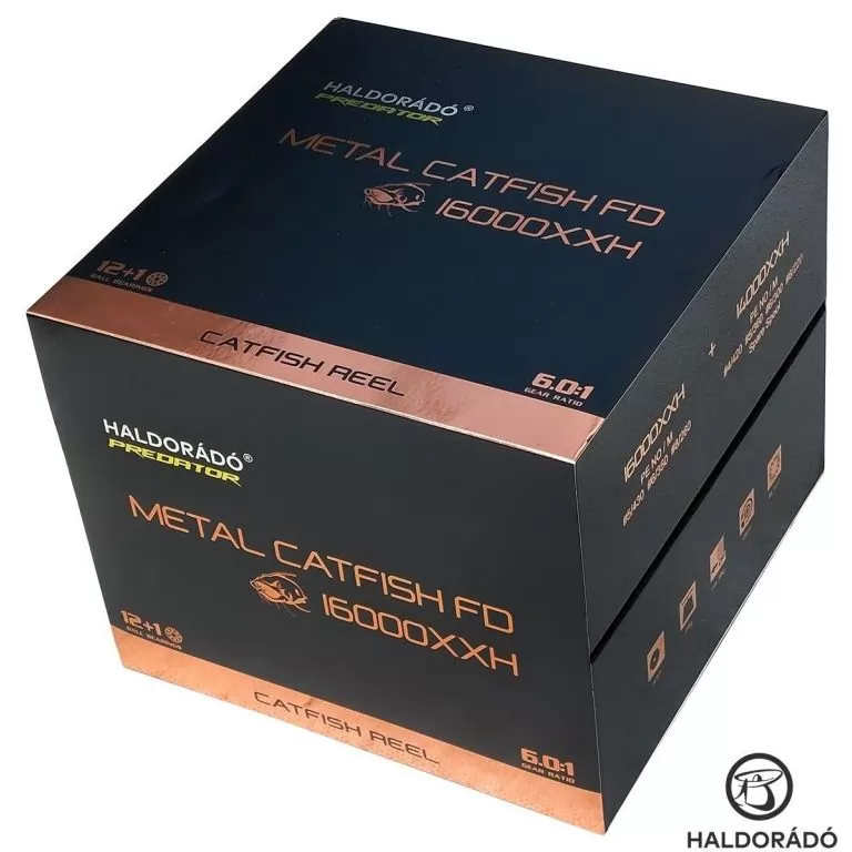 HALDORÁDÓ Predator Metal Catfish FD 16000XXH brutál erős harcsázó orsó díszdobozban, pótdobbal / 16