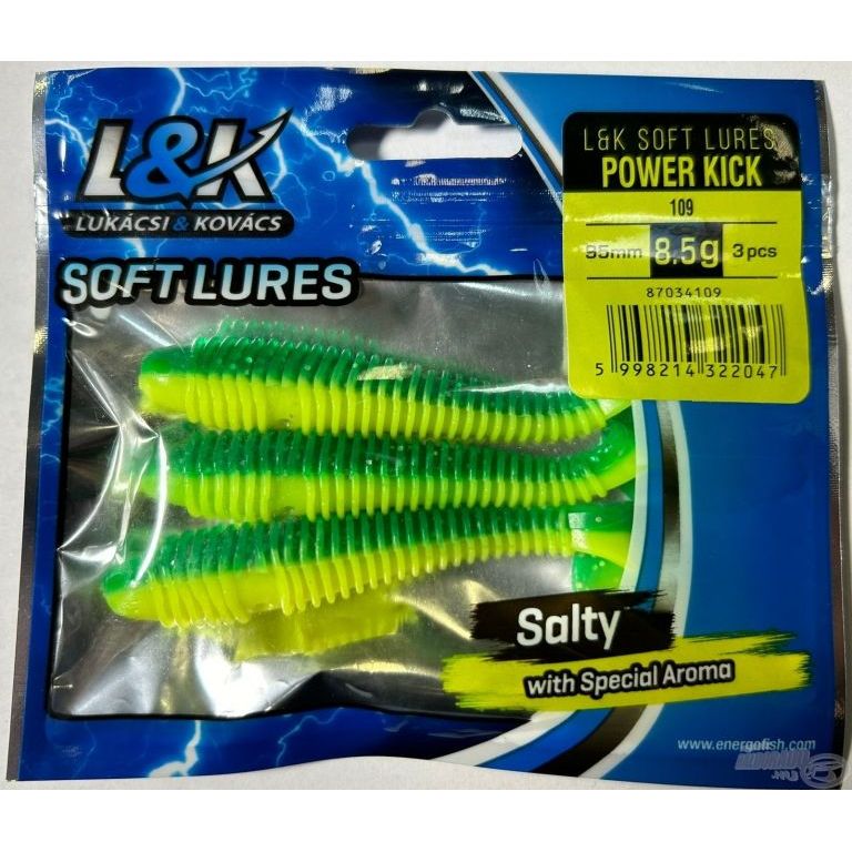 L&K Power Kick 9,5 cm - 109 zöld-sárga csillámos