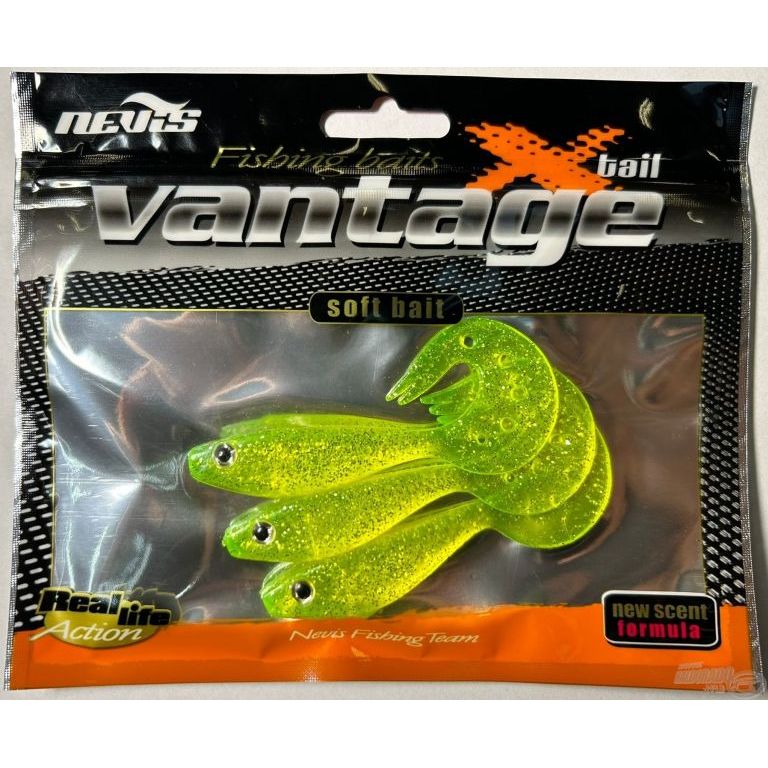 NEVIS Vantage Twister Shad 9 cm - Sárga-Flitter