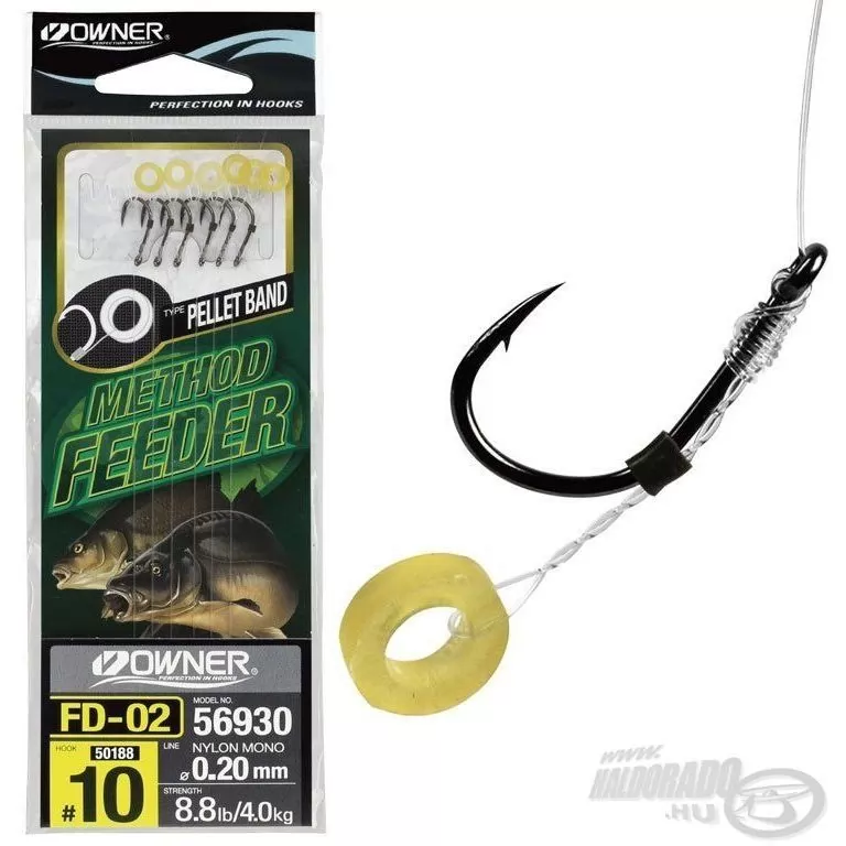 OWNER FD-02 Method Feeder előkötött monofil előke pellet karikával - 6 / 0,22 mm / 1