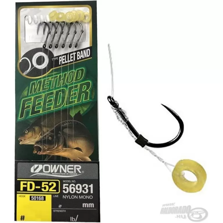 OWNER FD-52 Method Feeder előkötött monofil előke pellet karikával - 10 / 0,20 mm / 1