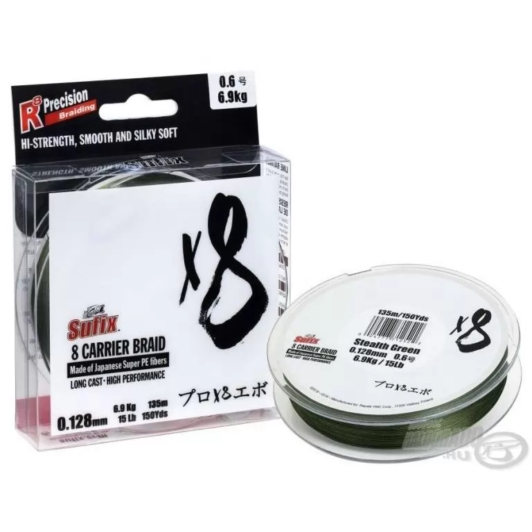 SUFIX X8 - Braided Green 150 m - 0,128 mm / 1