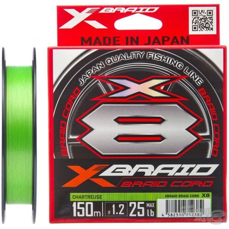 YGK Braid Cord X8 Chartreuse 150 m - 0,128 mm